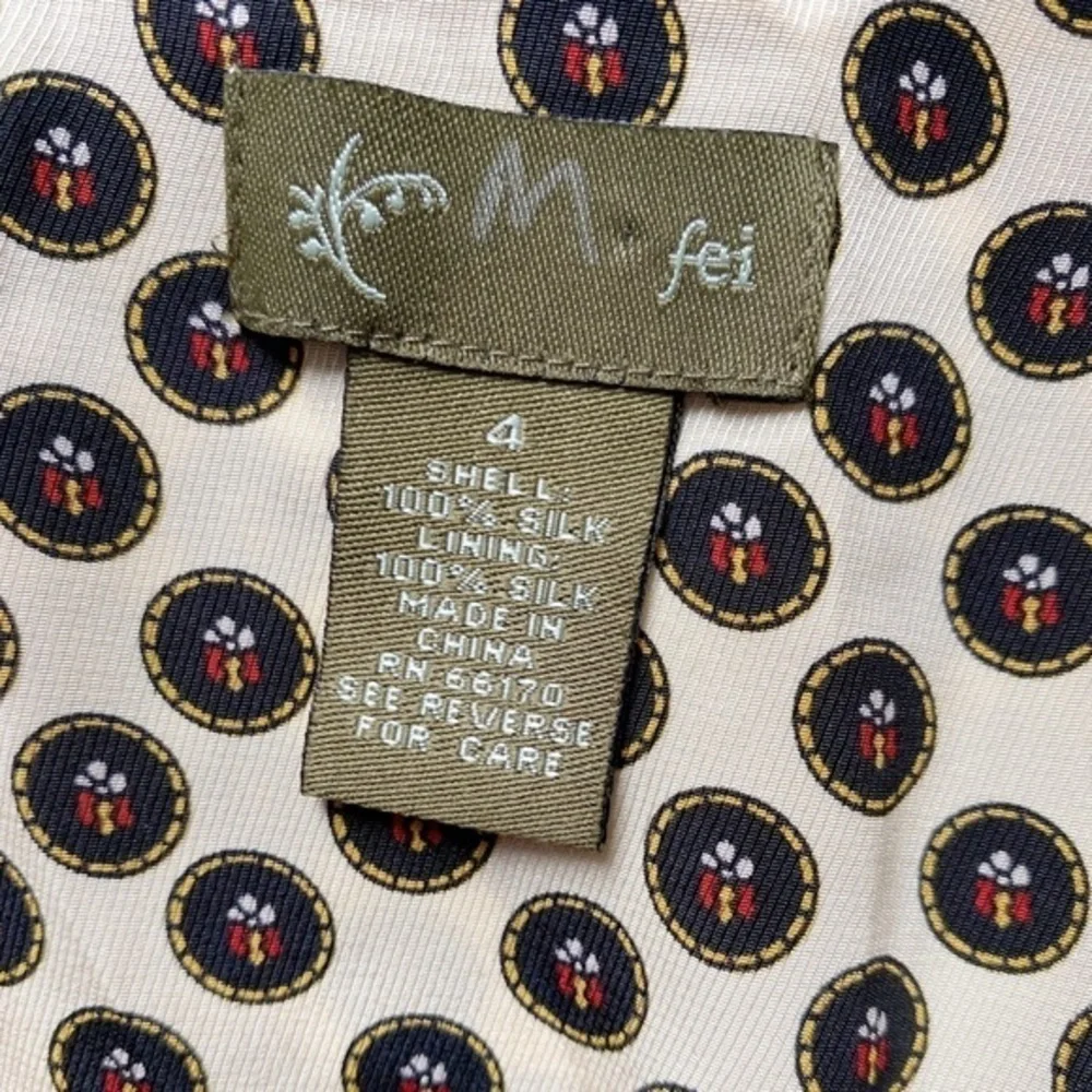 Anthropologie Fei 100% Silk Mix Print Tie-Front Peplum Blouse Boho Eclectic Y2K - Picture 5 of 10